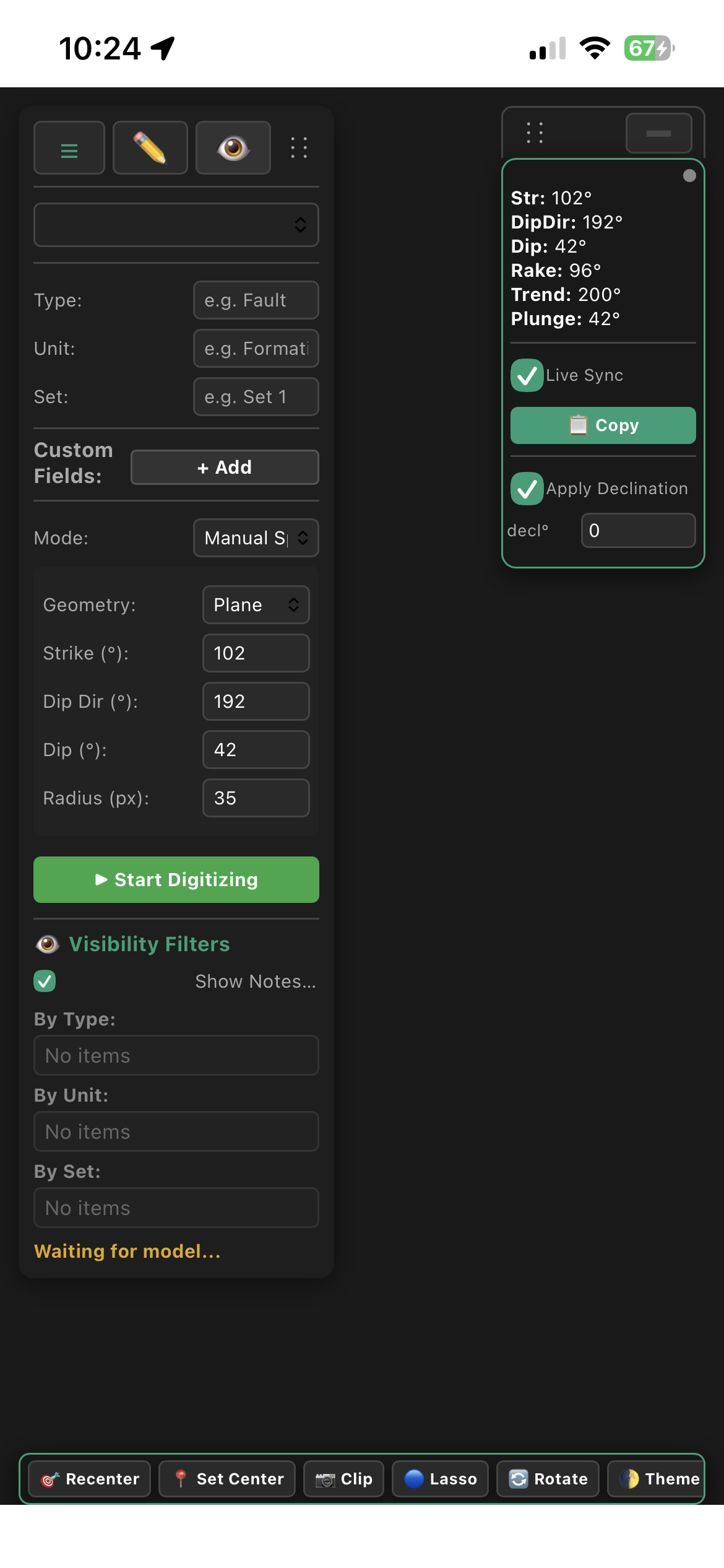 Field3Dnotes Interface - iPhone View